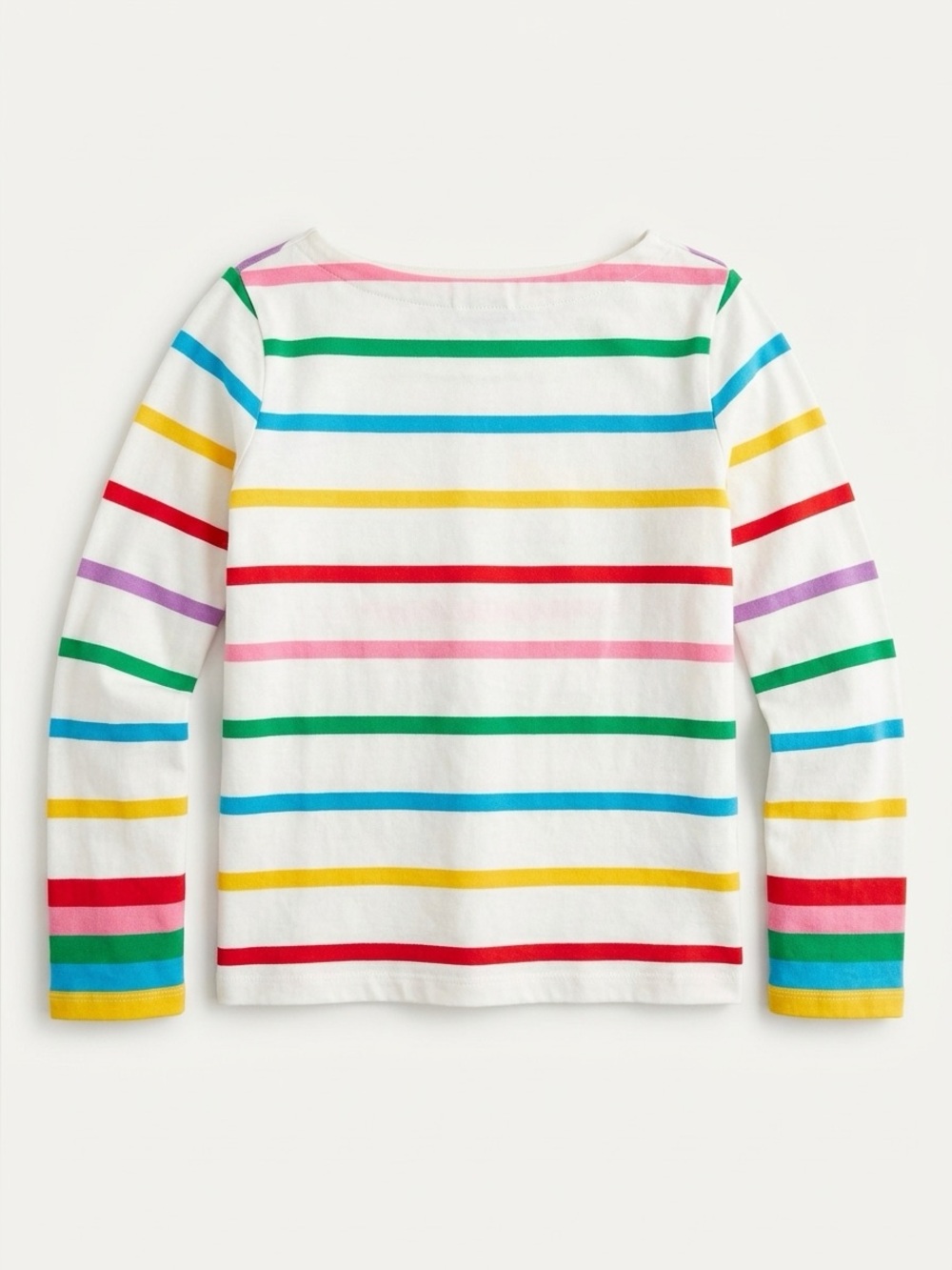 Mini Boden Rainbow Cuff Breton Stripe Long Sleeve Shirt Girls Size 8 9